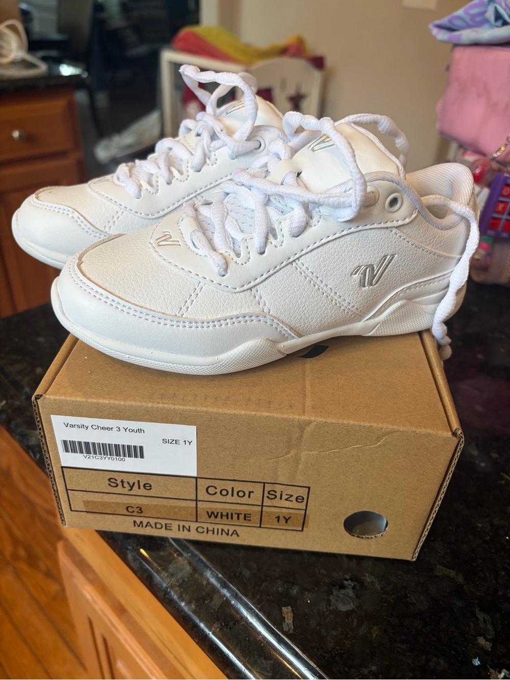 Varsity White Kids Sneakers Youth Lace-Up Cheer Shoes